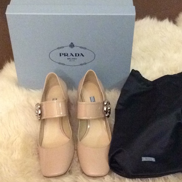 PRADA Mary Jane Flower Gorgeous 👠 Nude Patent - Picture 5 of 9